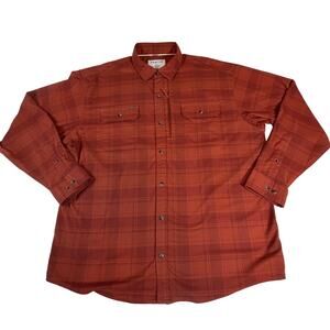 Poncho Outdoors Midweight Performance Flannel Red Orange Men’s Regular Fit XL